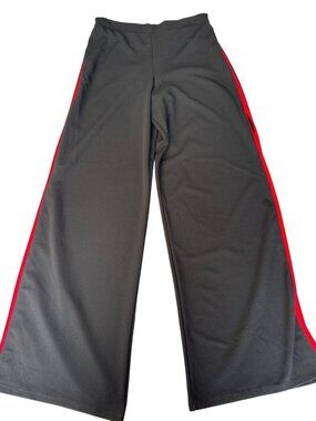Project 28 NYC Womens Black Wide-Leg Pants With Red Side Trim Size L